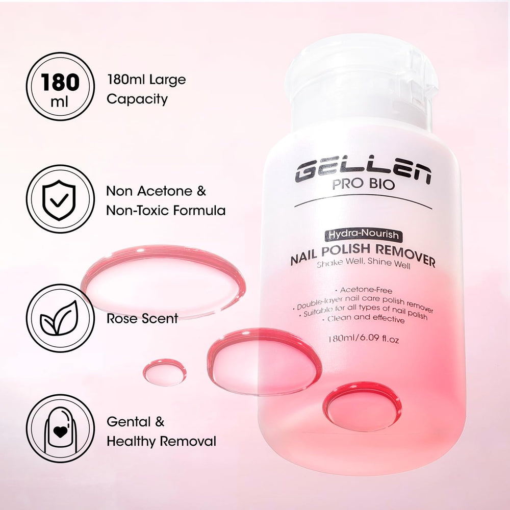 GELLEN remover shown with cotton pad for efficient polish removal.