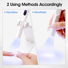 Gellen portable mini UV light timer settings indicating cure options.