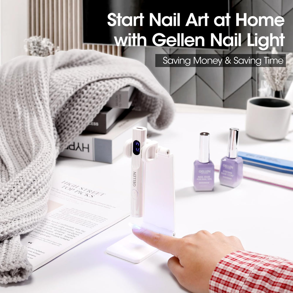 Gellen compact design mini UV light fits in bags for on-the-go manicures.