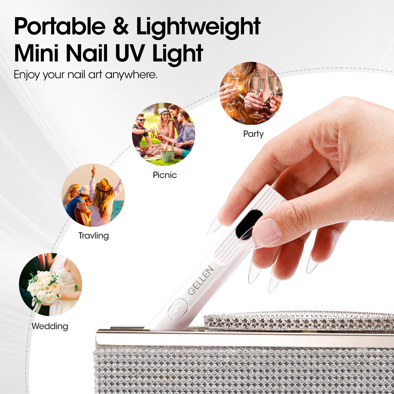 Gellen quartz bead UV lamp delivering efficient, long-lasting nail cures.