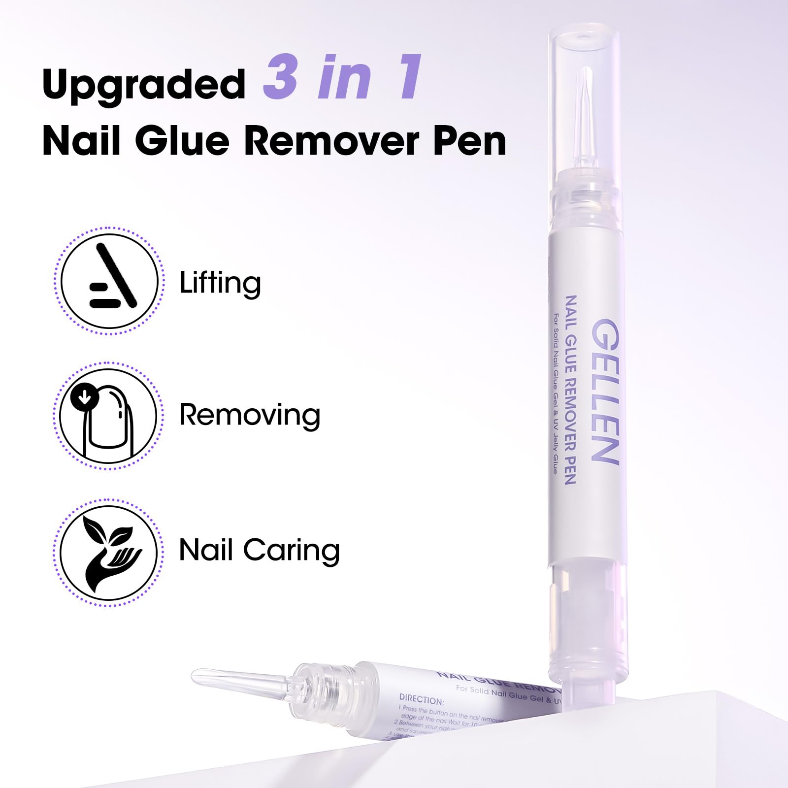 GELLEN nail glue remover precision nozzle detail highlights controlled dispensing.