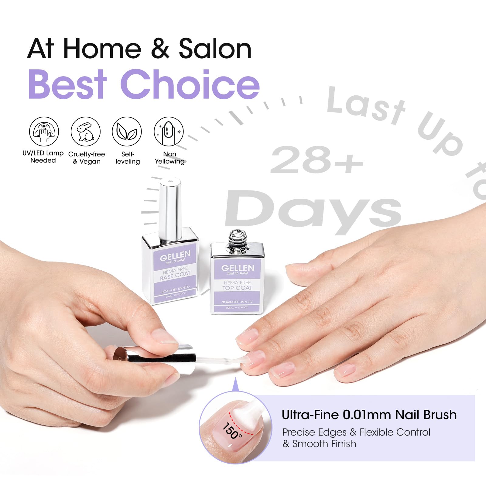 GELLEN self-leveling top coat offers a smooth, mirror-like finish.
