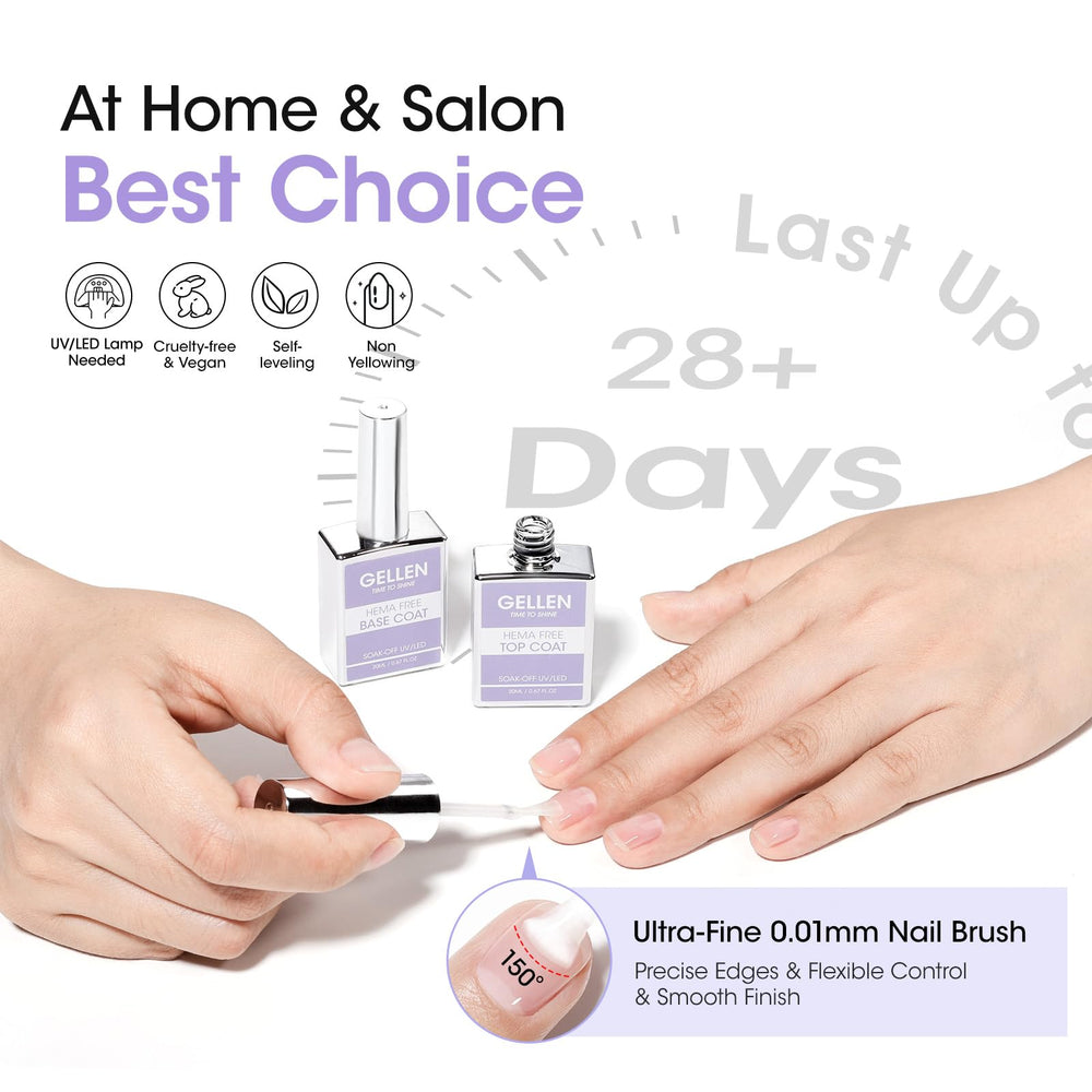 GELLEN self-leveling top coat offers a smooth, mirror-like finish.