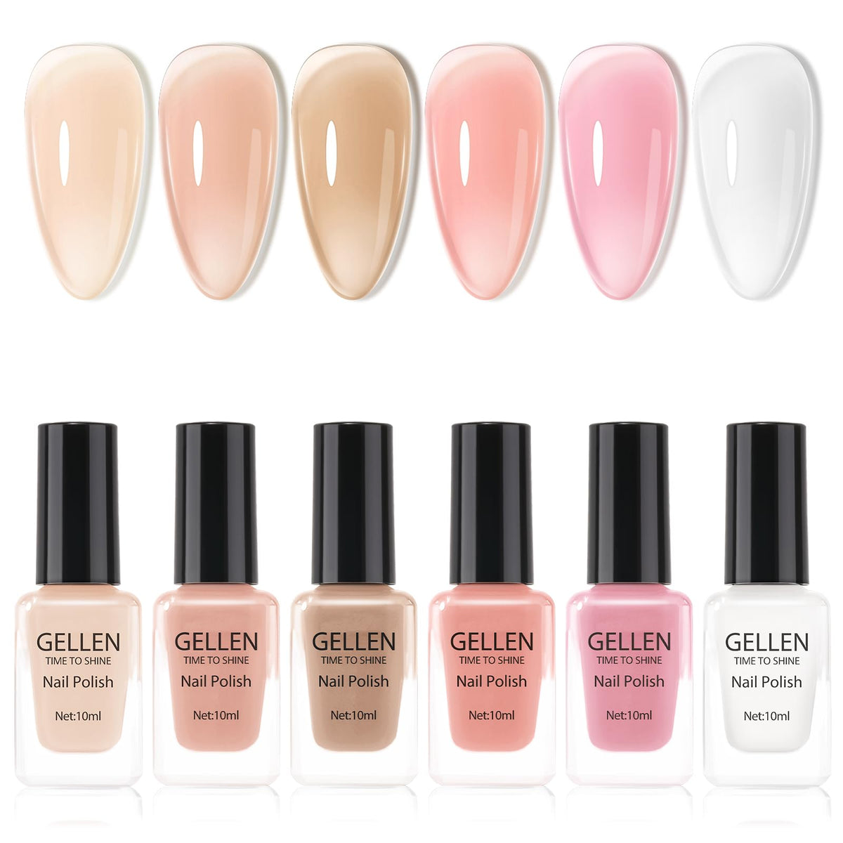 GELLEN jelly nail polish nude shade swatch for quick at-home manicure.
