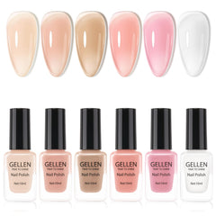 GELLEN jelly nail polish nude shade swatch for quick at-home manicure.