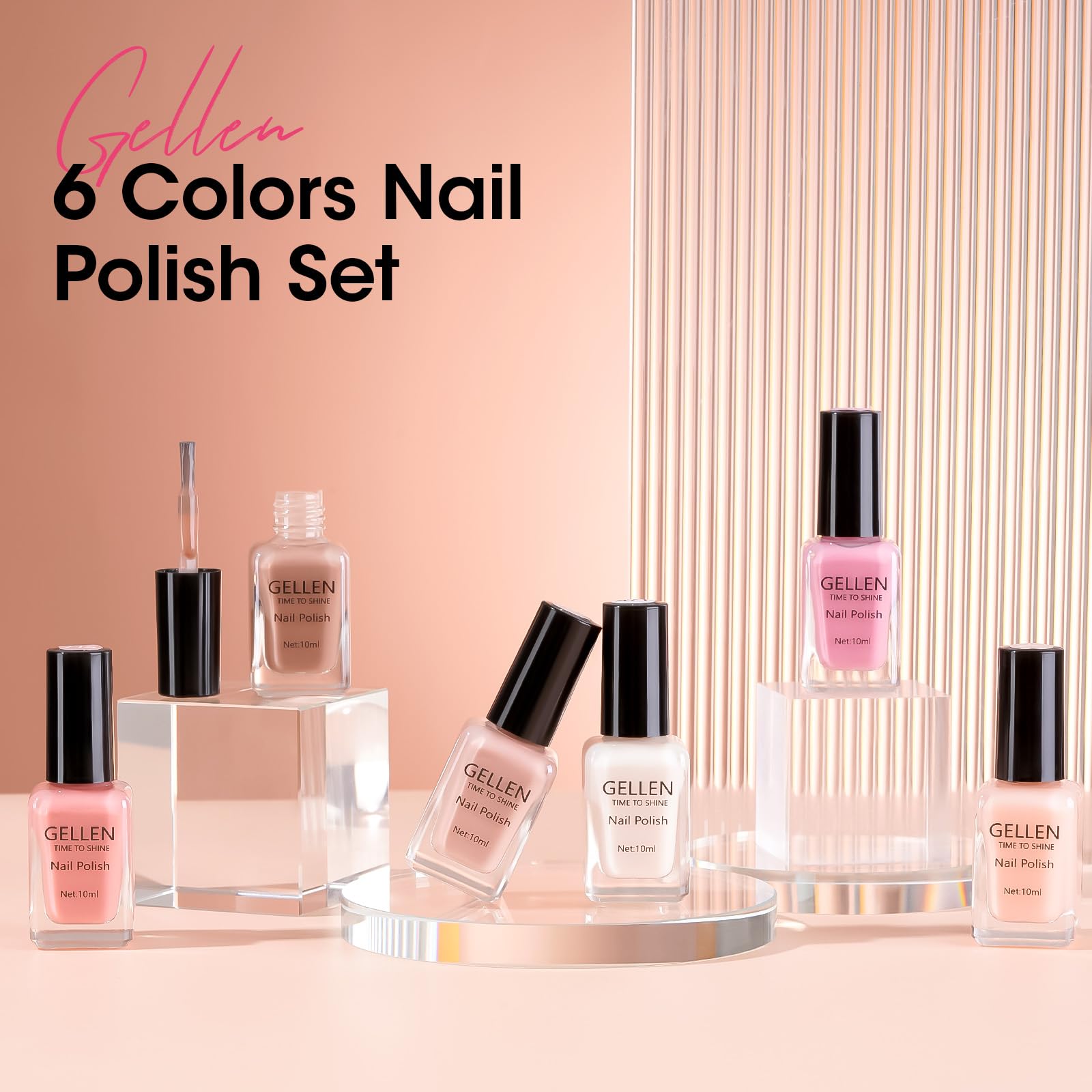 GELLEN jelly nail polish peach shade swatch for subtle depth.