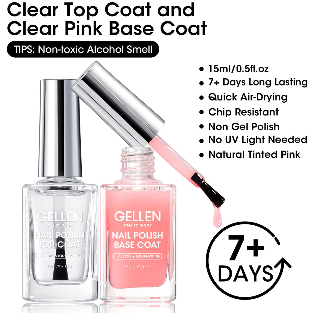 GELLEN sheer pink base coat on nails delivers subtle elegance and natural coverage.