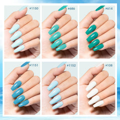 GELLEN six-shade swatches display in spring blue-green tones.