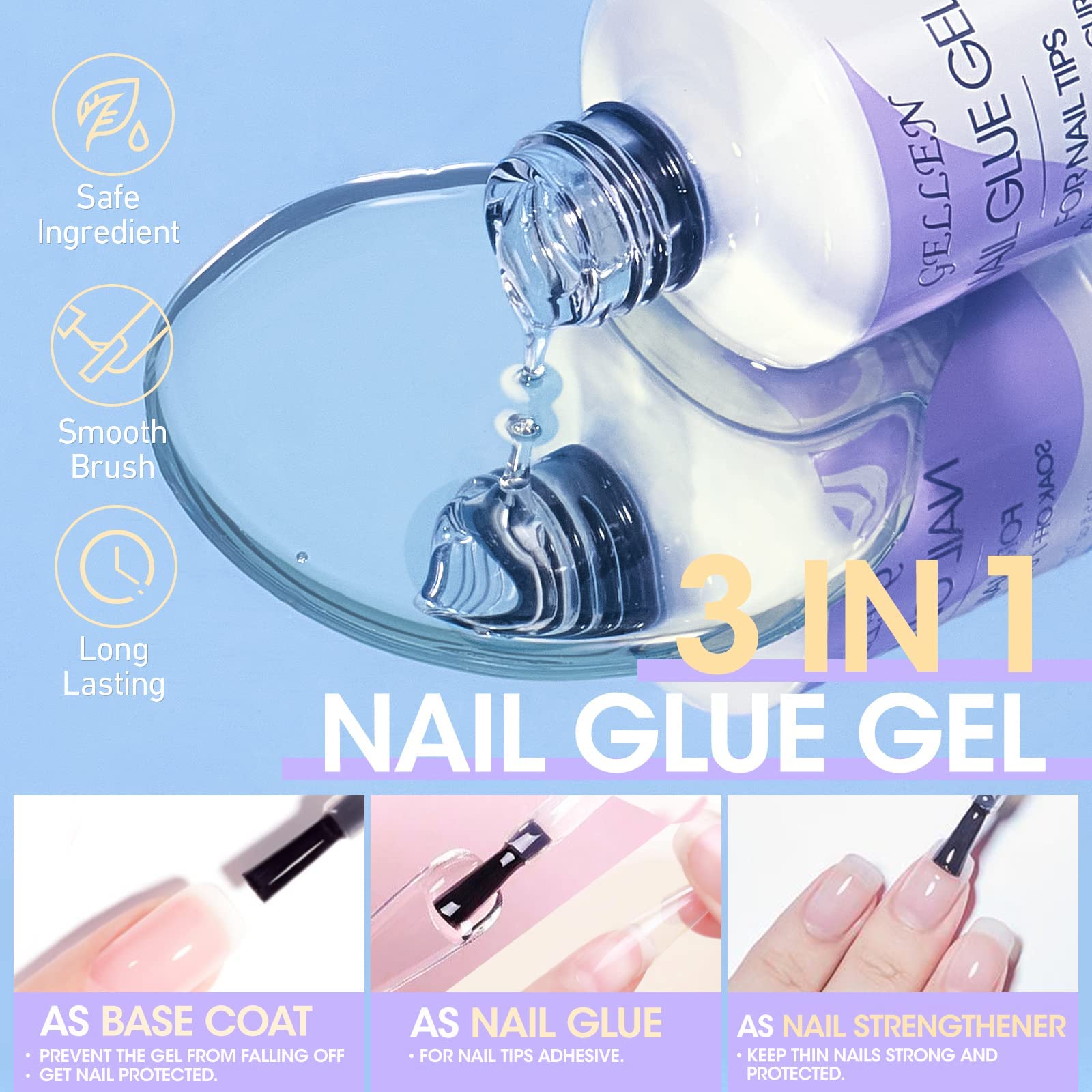GELLEN top coat 15ml adds shine and protection on nails.