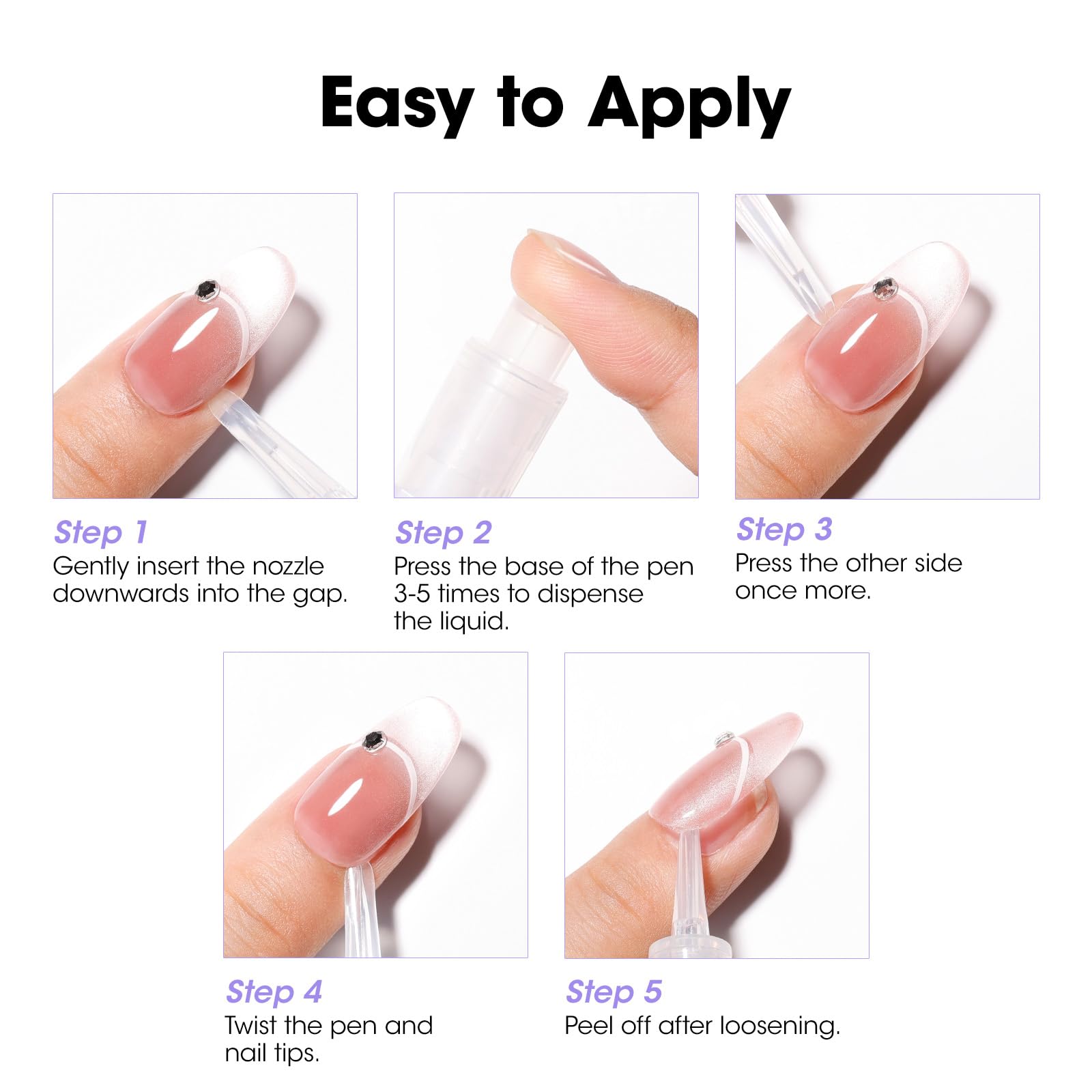 GELLEN UV/LED glue removal capability shown on nails.