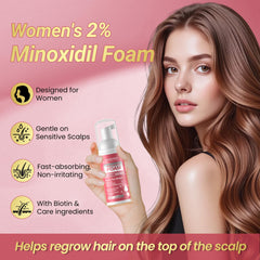 Gemächlich Zu Hause minoxidil foam applicator demonstrates simple daily application for women.