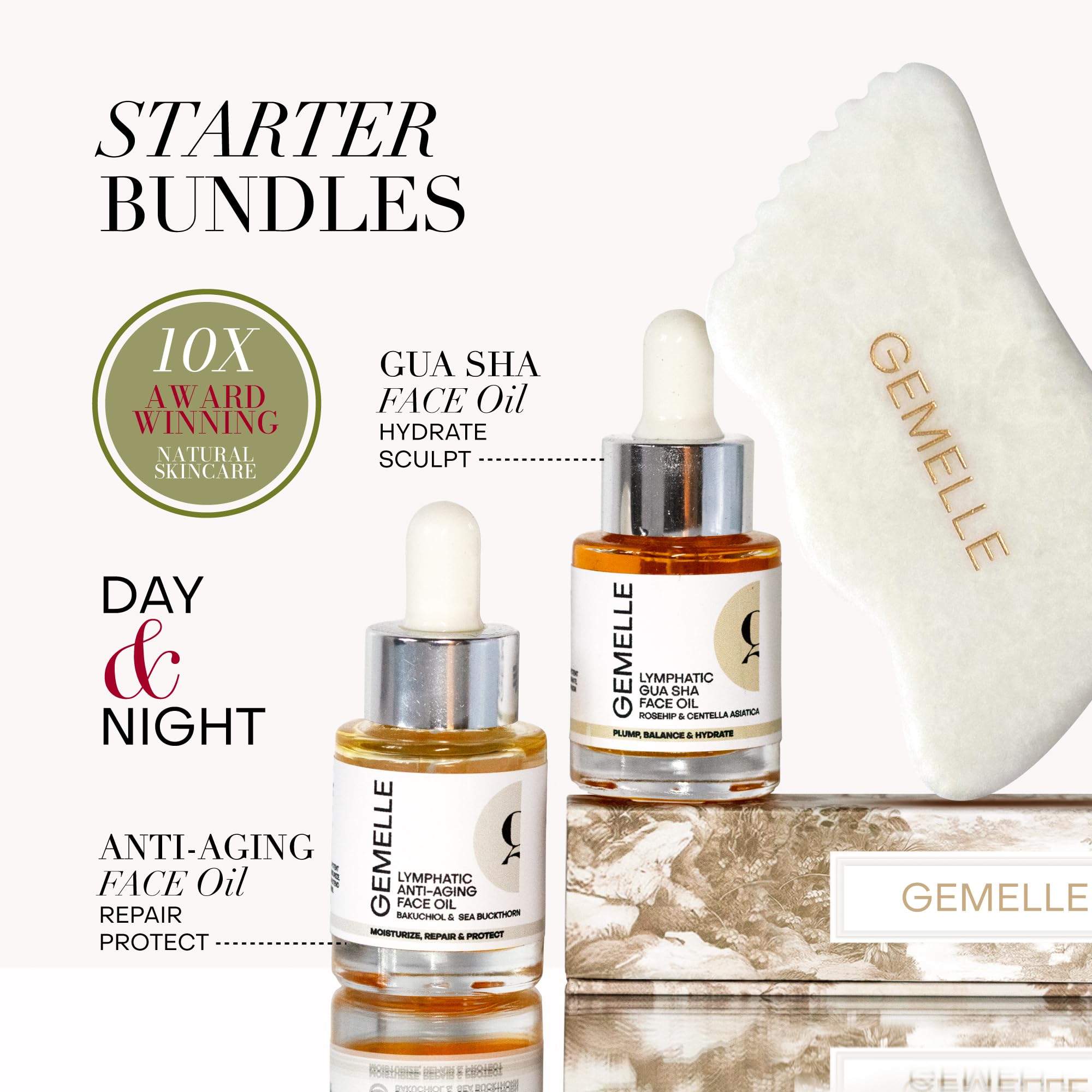 GEMELLE White Jade Gua Sha tool guide to five edges for targeted massage