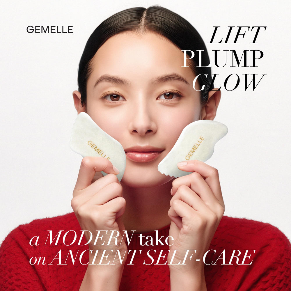 GEMELLE White Jade Gua Sha Starter Set being cleaned after use for easy maintenance