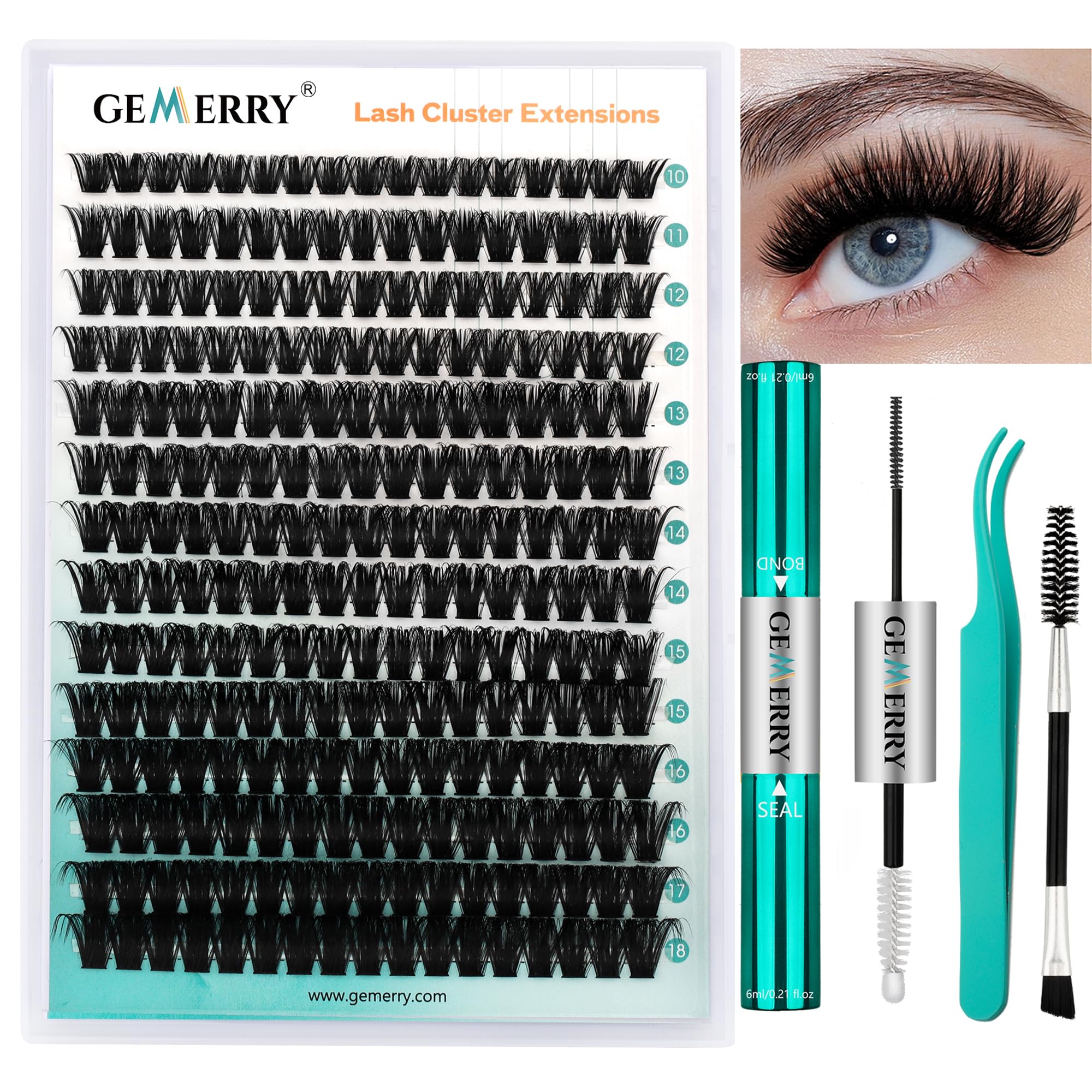 GEMERRY eyelash-extension-kit collection closeup for at-home salon-like results