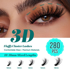 GEMERRY lash clusters in 10-18mm lengths for natural to bold styles