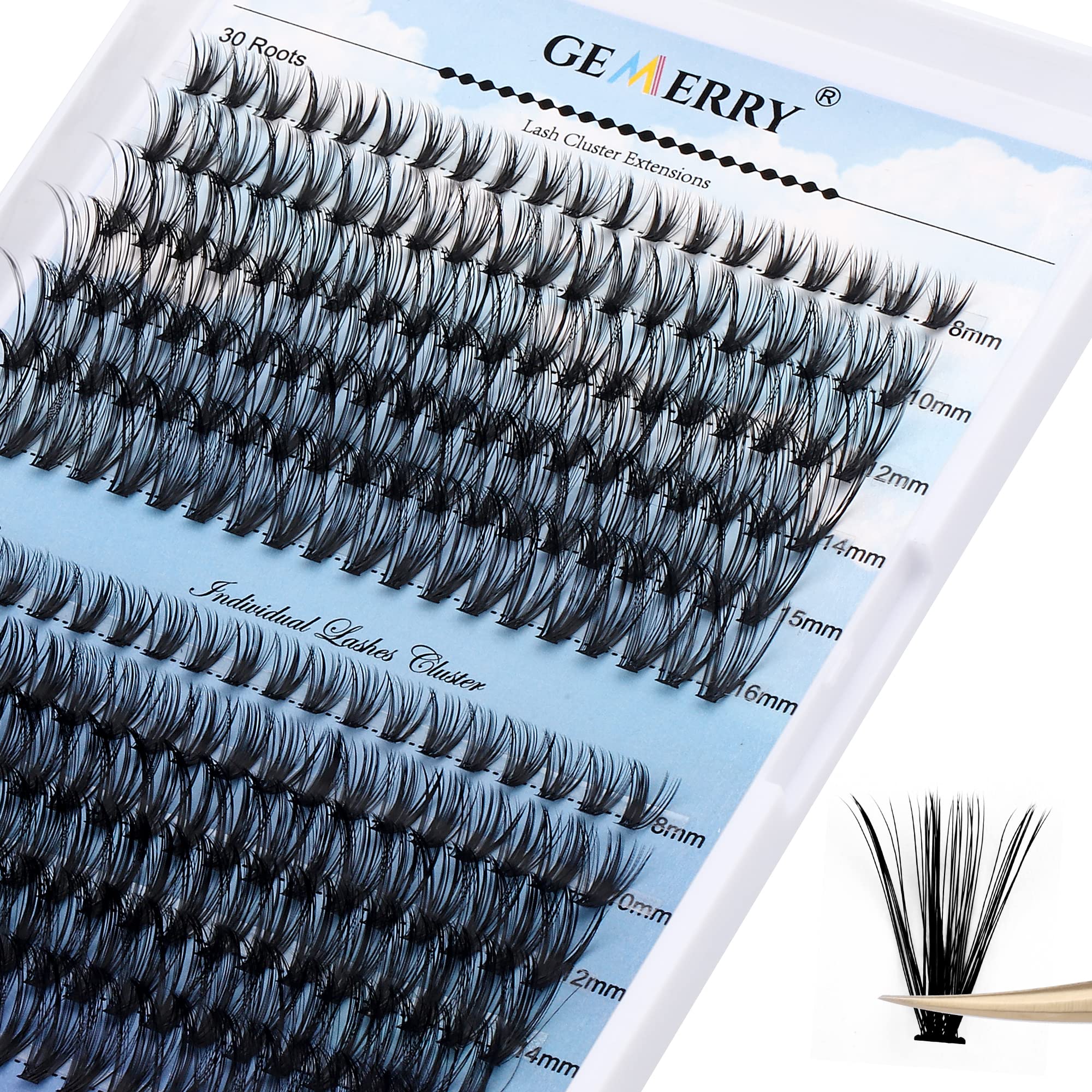 GEMERRY lash clusters tray with 30D/40D mix for DIY fullness