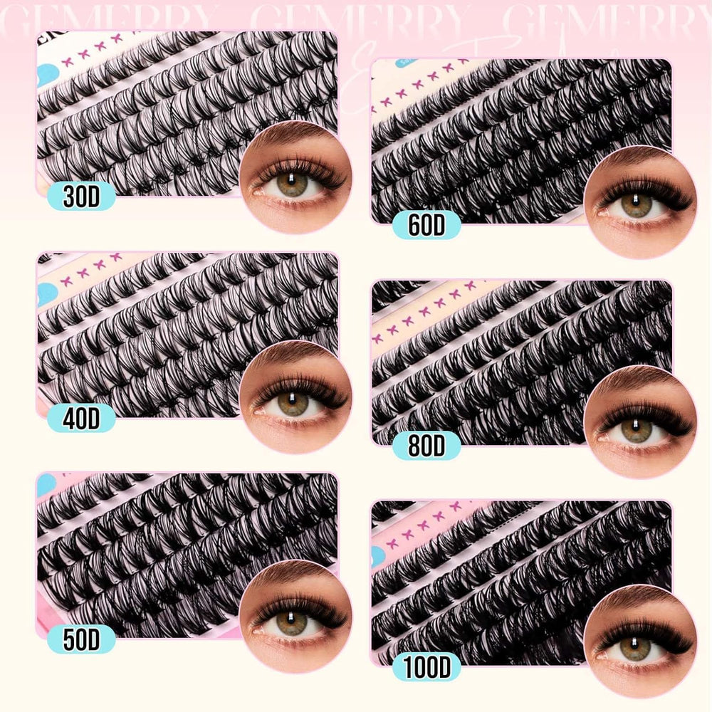GEMERRY natural-feel lash clusters blend with natural lashes for a soft look.