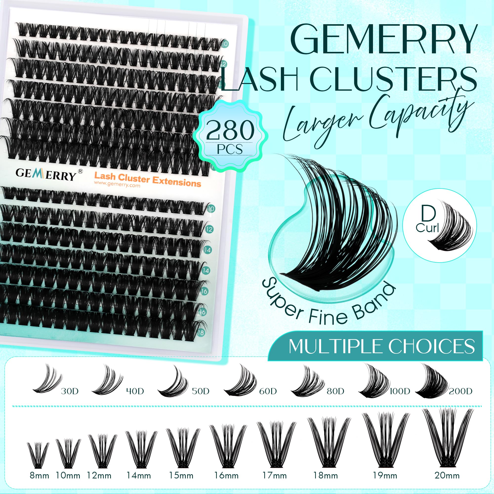 GEMERRY wide lash band allows volume with fewer clusters, speeding up setup