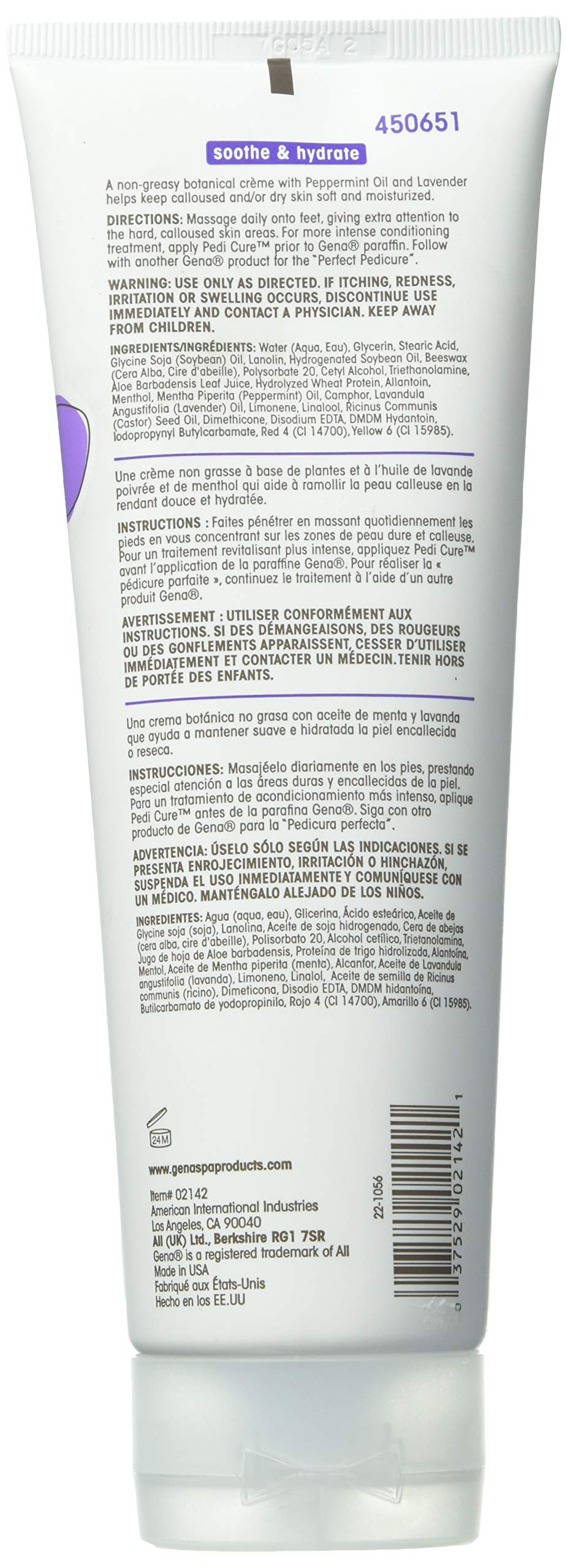 Gena Pedi Cure Foot Creme application closeup highlights peppermint and lavender cooling sensation.