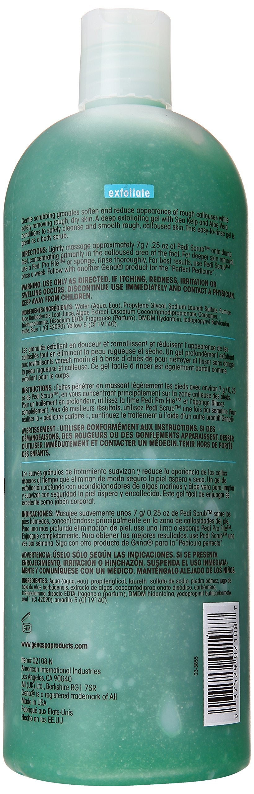 Gena Pedi-Scrub Gel close-up shows exfoliating particles for smoother feet