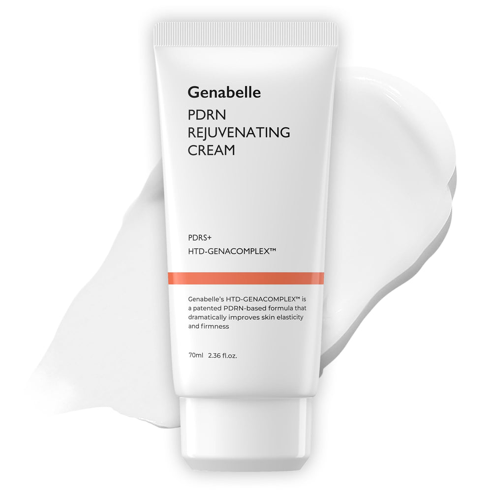 Genabelle PDRN rejuvenating cream bottle closeup showing premium hydration