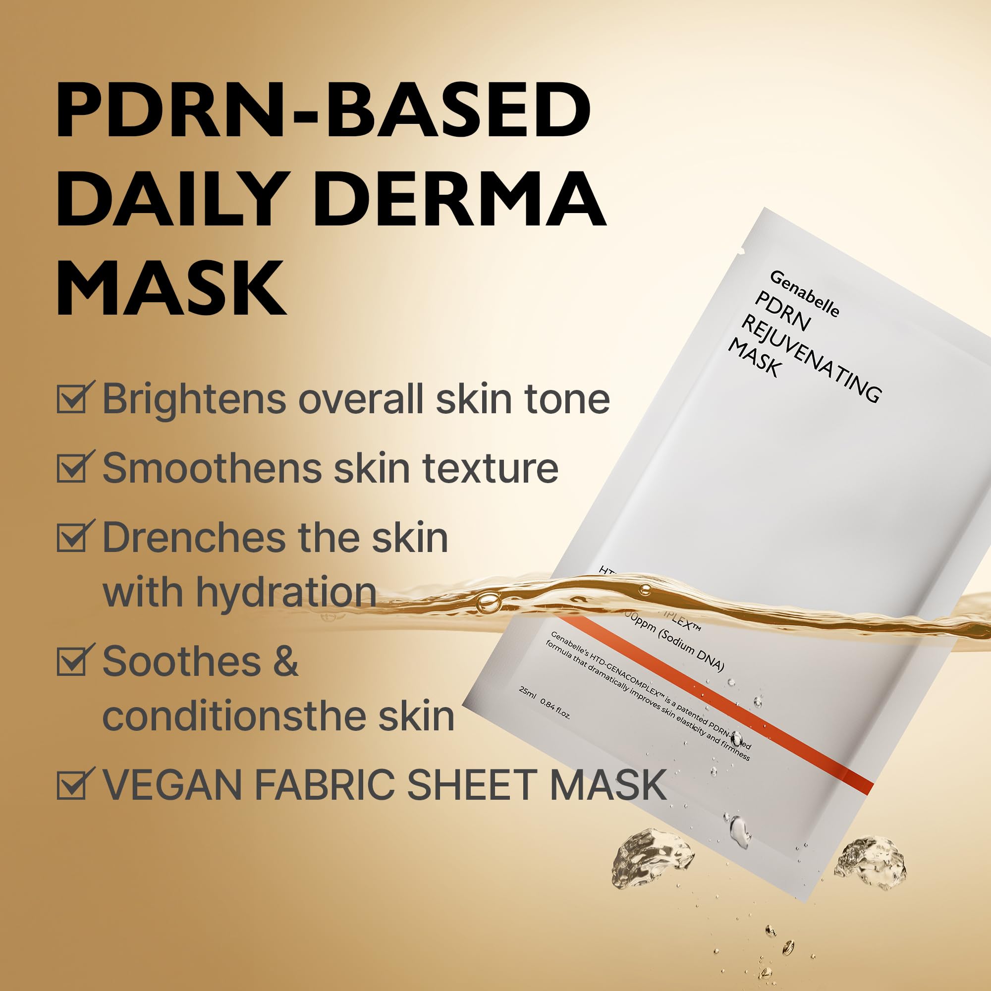 Genabelle PDRN Mask glow-boost image suggests radiant complexion after use