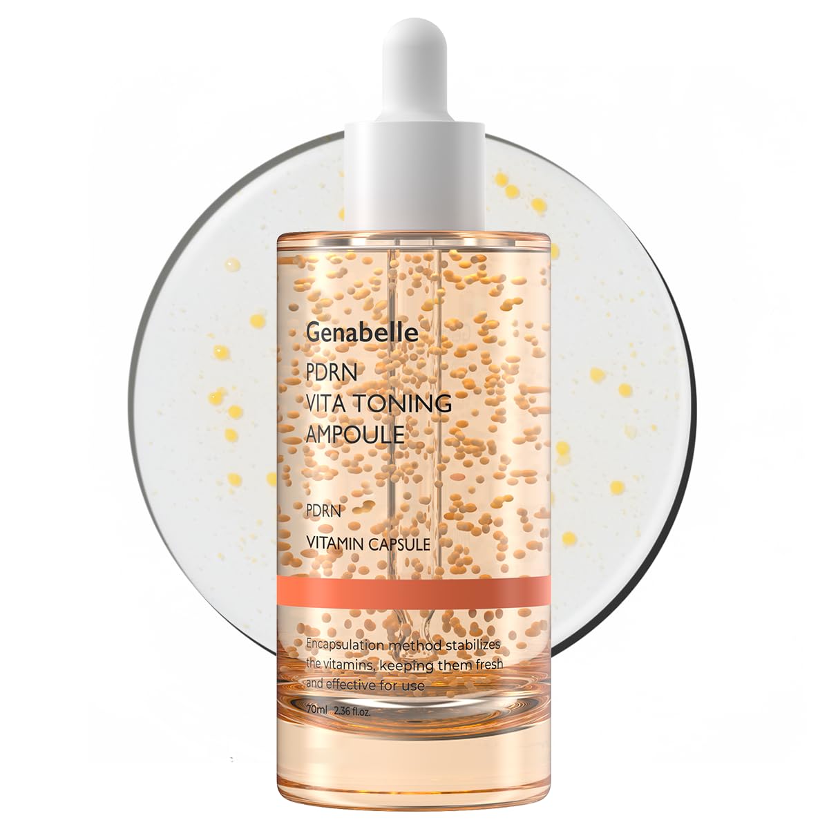 Genabelle PDRN Vita Toning Ampoule bottle close-up highlights premium glass packaging for hygienic use
