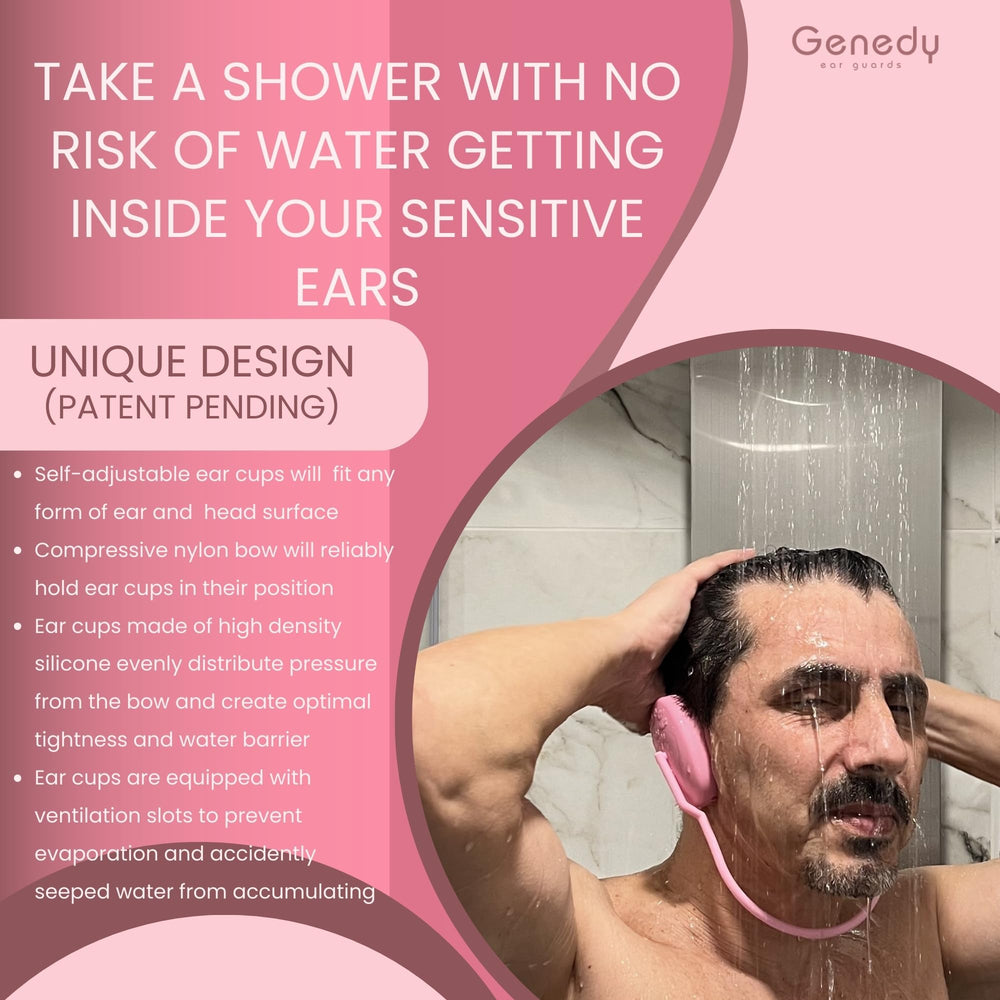 Genedy ear covers pictured during hair drying, offering heat protection