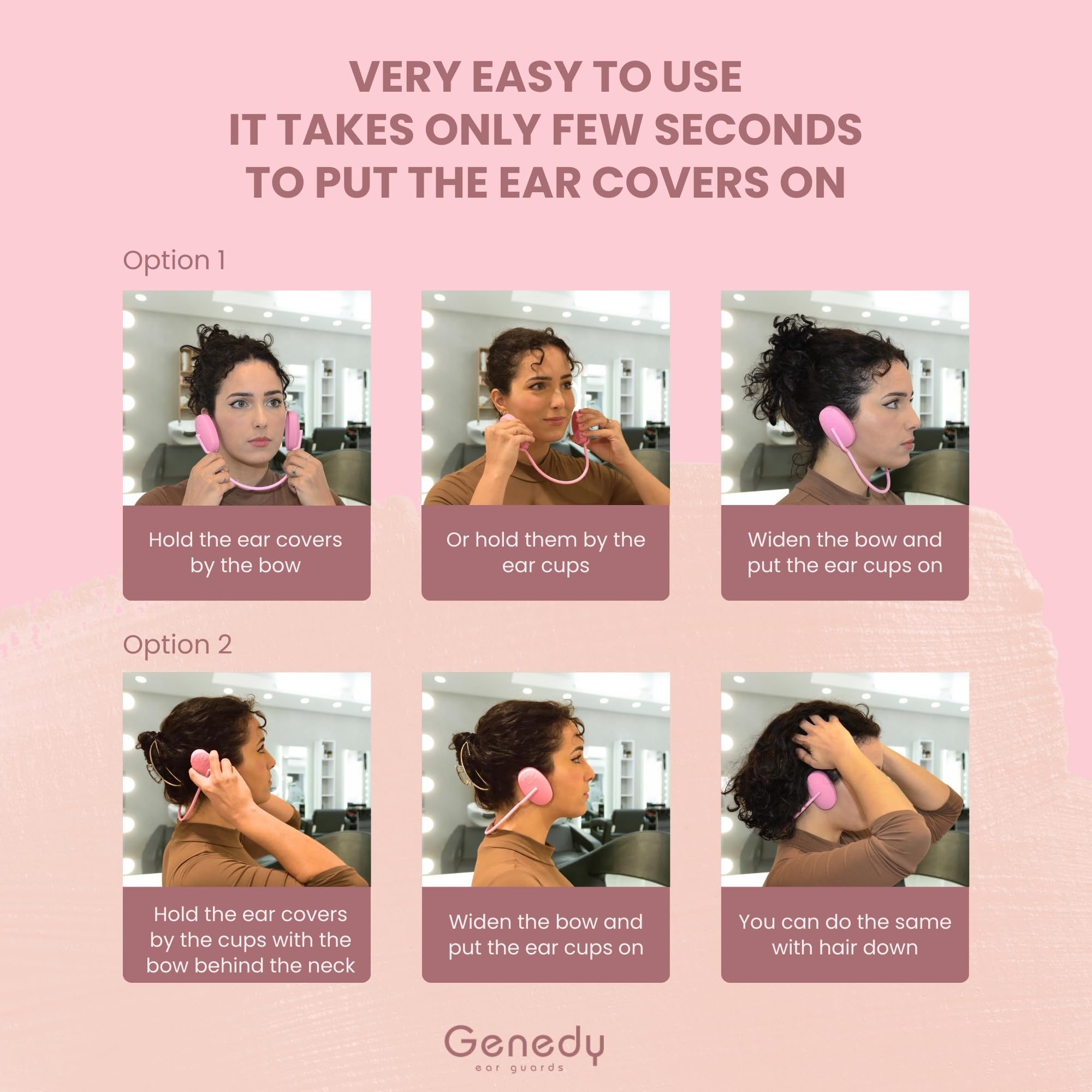 Genedy ear covers being applied for easy, secure fit
