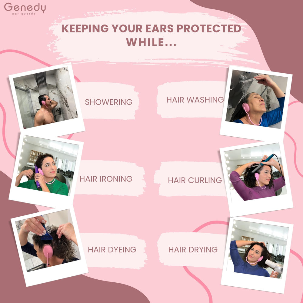 Genedy ear covers used during dye application to prevent stains