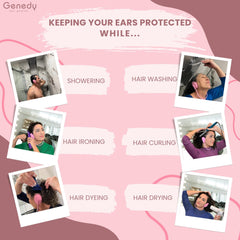 Genedy ear covers used during dye application to prevent stains