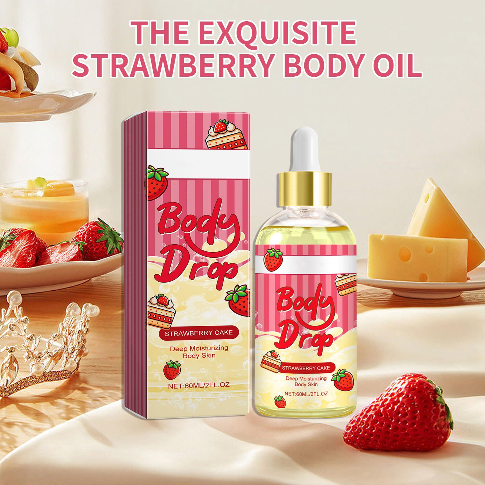 Generic Body Juice Oil Strawberry Shortcake label design reflects handcrafted quality
