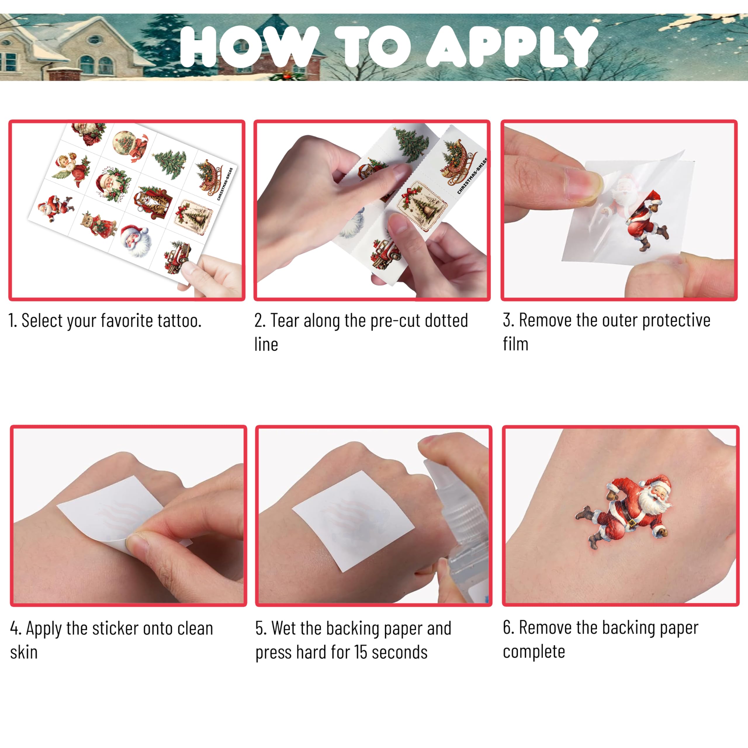 Generic Christmas tattoos goodie bag fillers, colorful safe fun for kids and guests