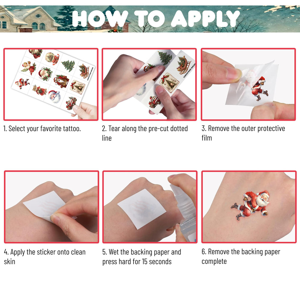 Generic Christmas tattoos goodie bag fillers, colorful safe fun for kids and guests