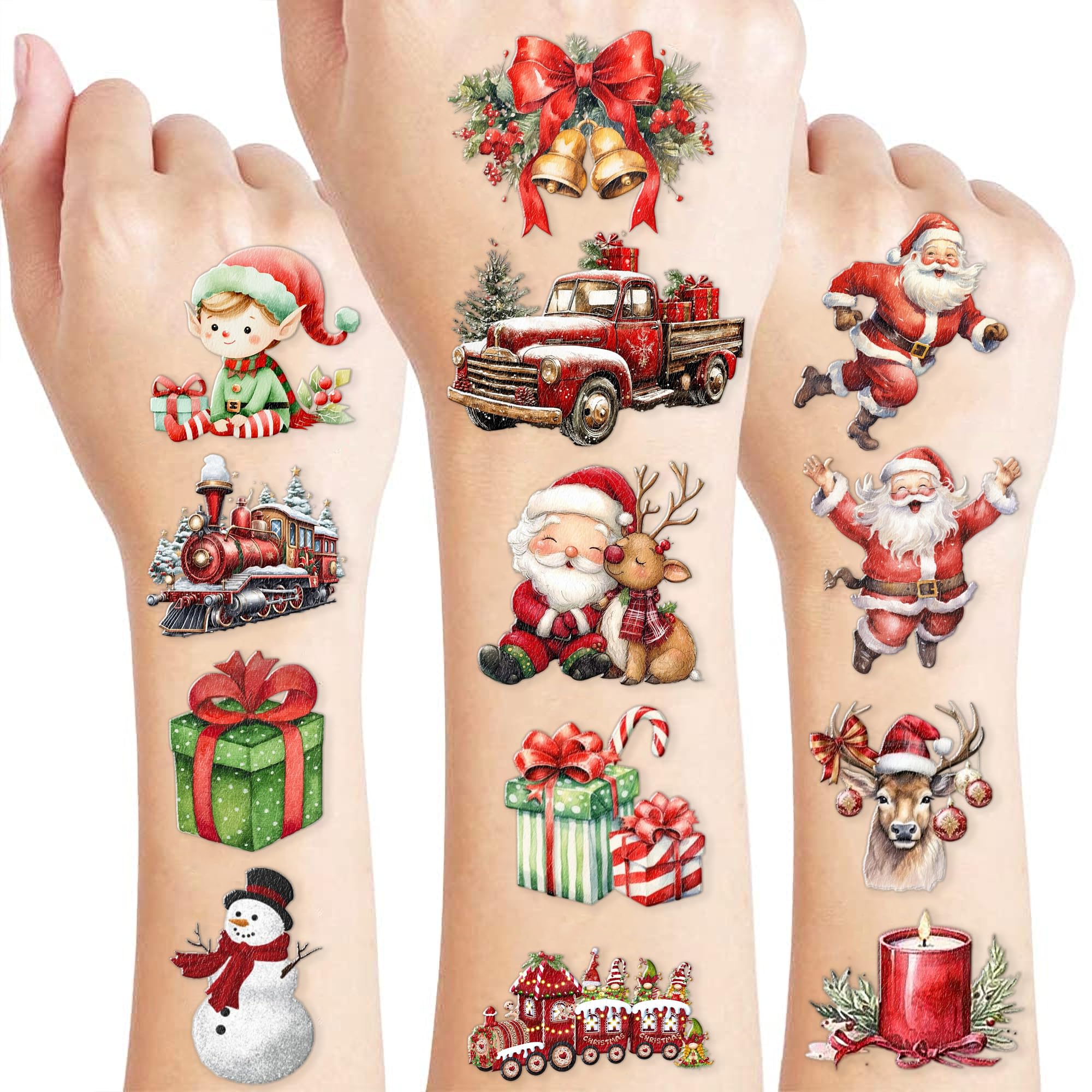 Generic Christmas temporary tattoos Santa deer design for kids, adds festive sparkle