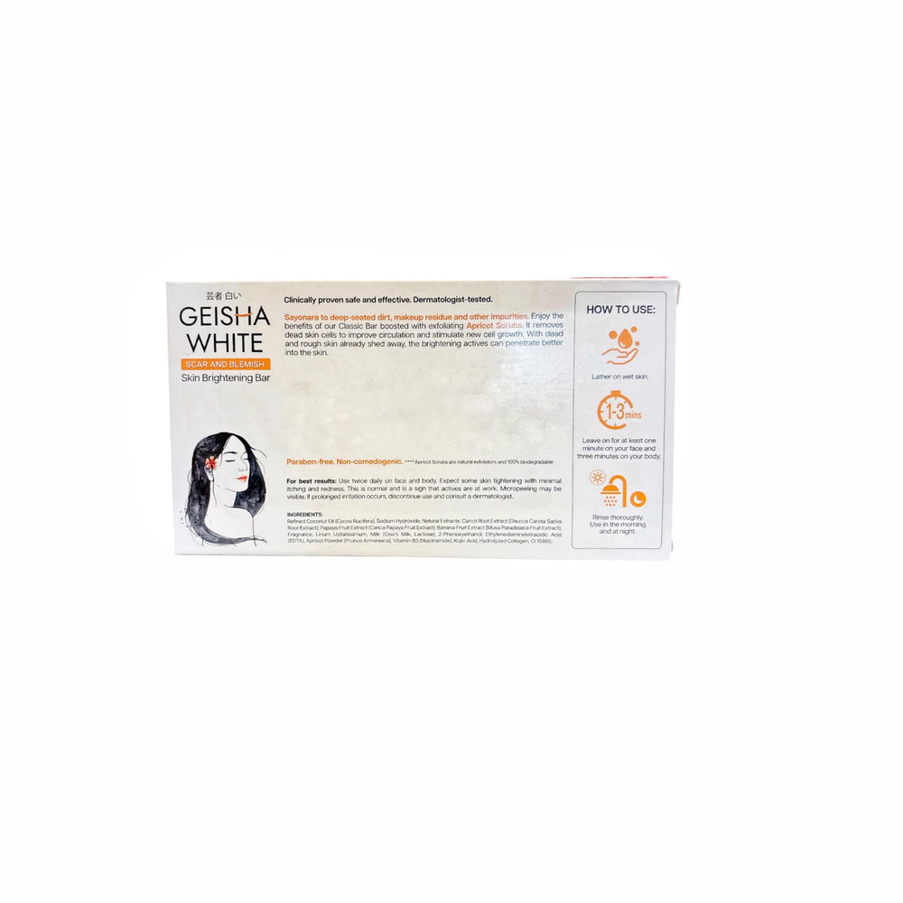Geisha White Intense cleansing bar close-up lather showing gentle exfoliation for more even tone.