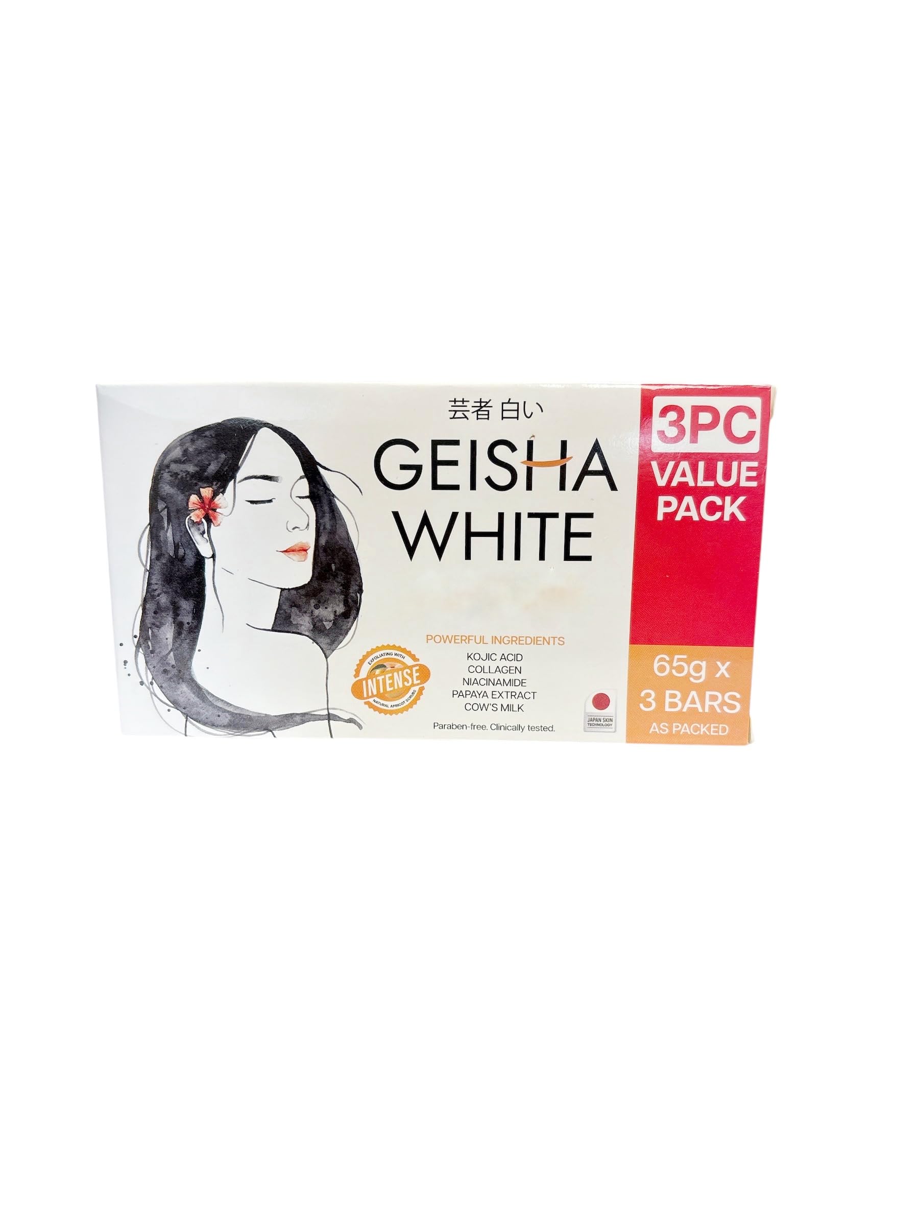 Geisha White Intense cleansing bar pack of 3 bars (65g) for deep cleansing and smoother skin.