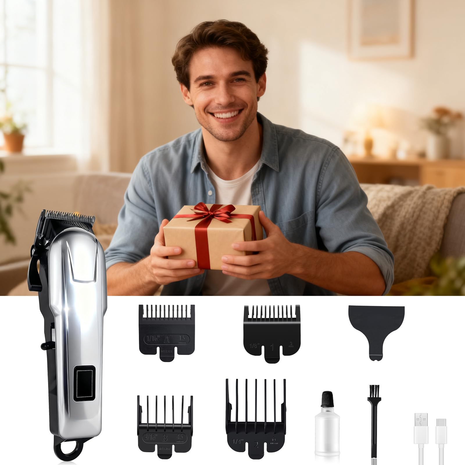 Generic Hair Clipper guide-combs-lubricating-oil included for easy setup and upkeep.