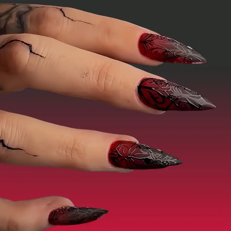 Generic Halloween nails ABS material close-up shows durable, flexible press-on construction.