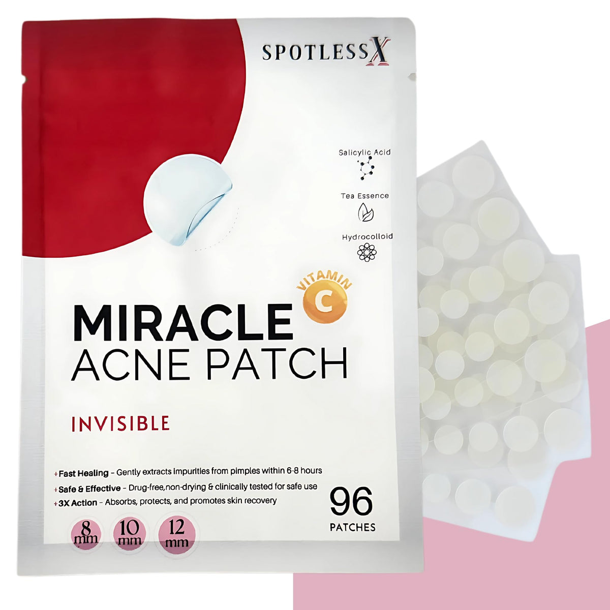 Generic invisible-pimple-patch-packaging demonstrates discreet, makeup-friendly coverage for daytime use.