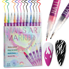 Generic Nail Art Markers 12-color palette for crisp home nail art.