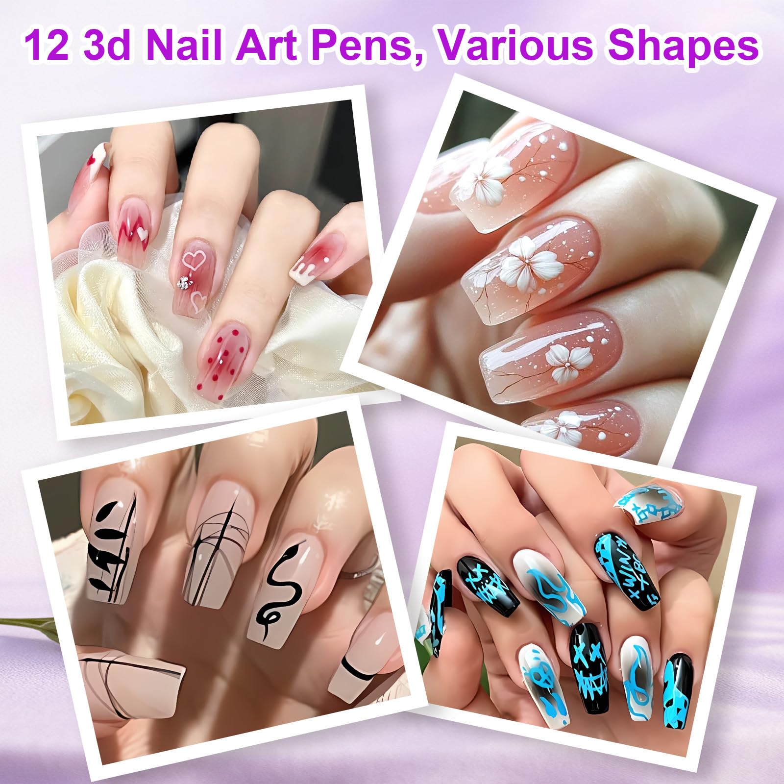 Generic Nail Art Markers include free stencils for leopard, French tip, and moon.