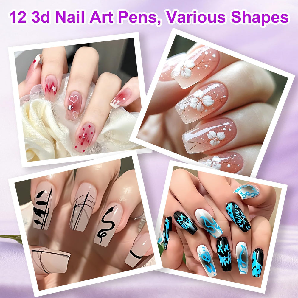 Generic Nail Art Markers include free stencils for leopard, French tip, and moon.