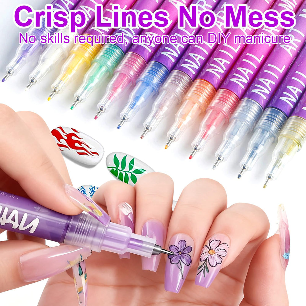 Generic Nail Art Markers 0.3mm precision tip for hair-thin lines.