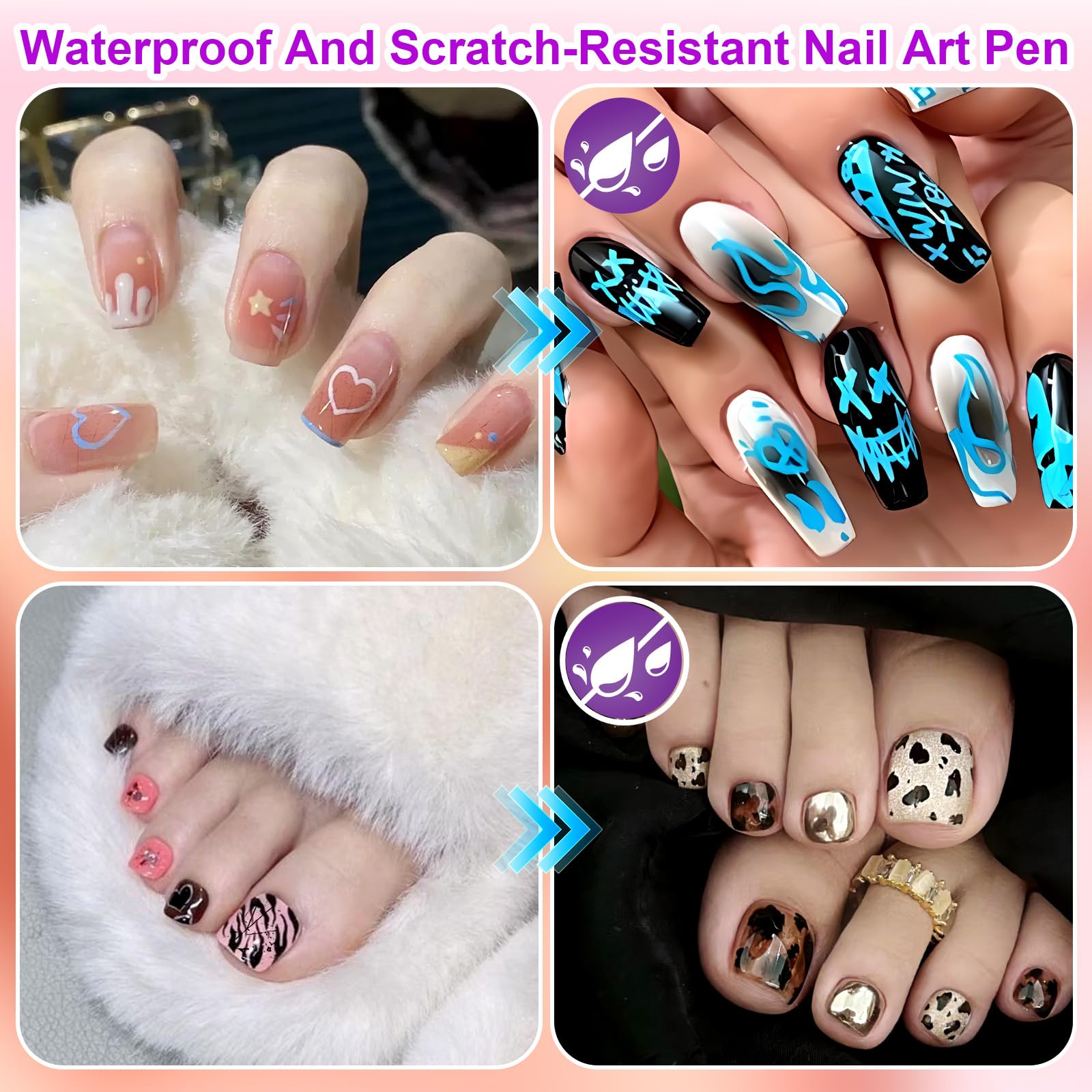 Generic Nail Art Markers swim-proof up to 28 days for durable wear.