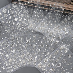 Generic star moon nail stickers pack 3 with versatile patterns