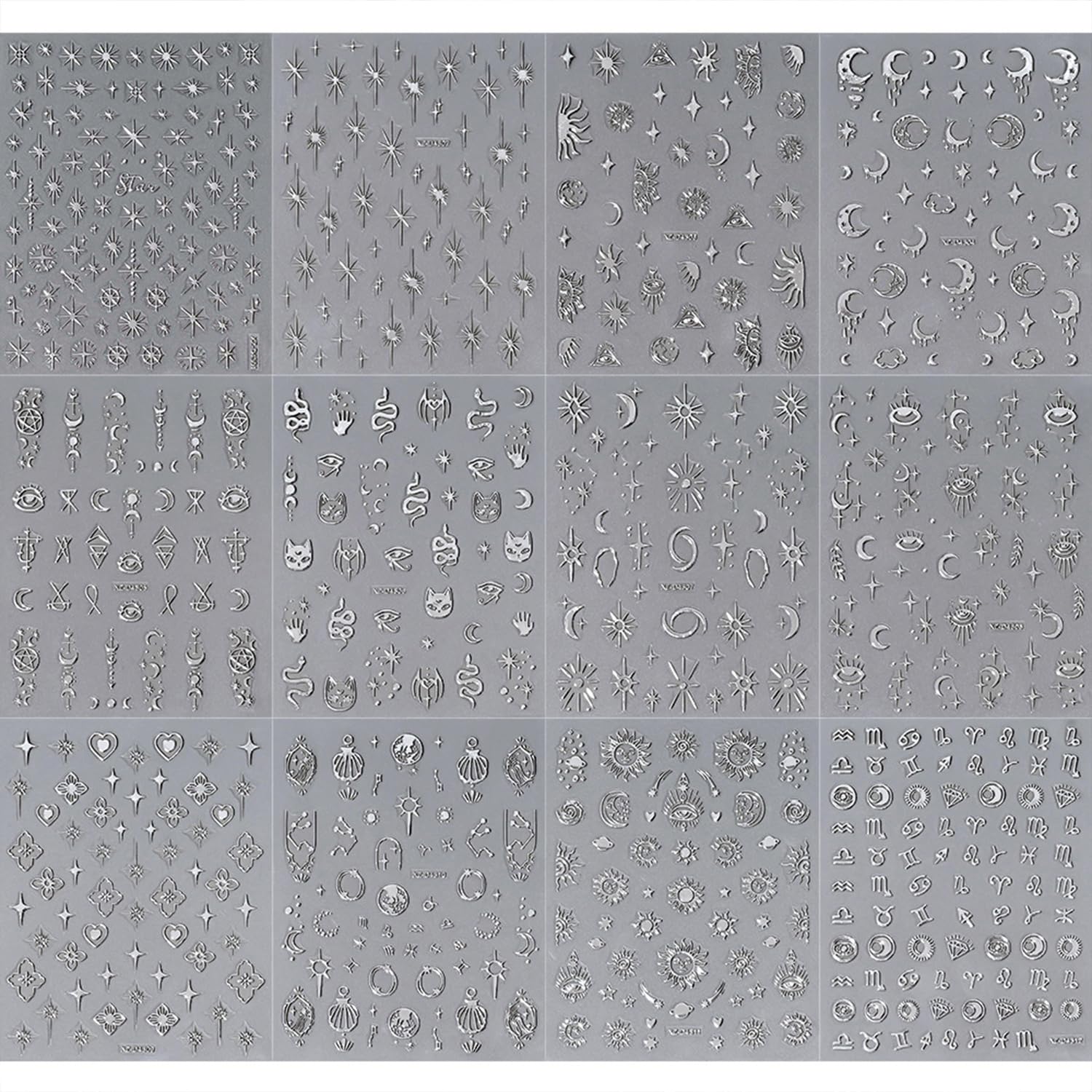 Generic star moon nail stickers pack 4 demonstrating easy removal