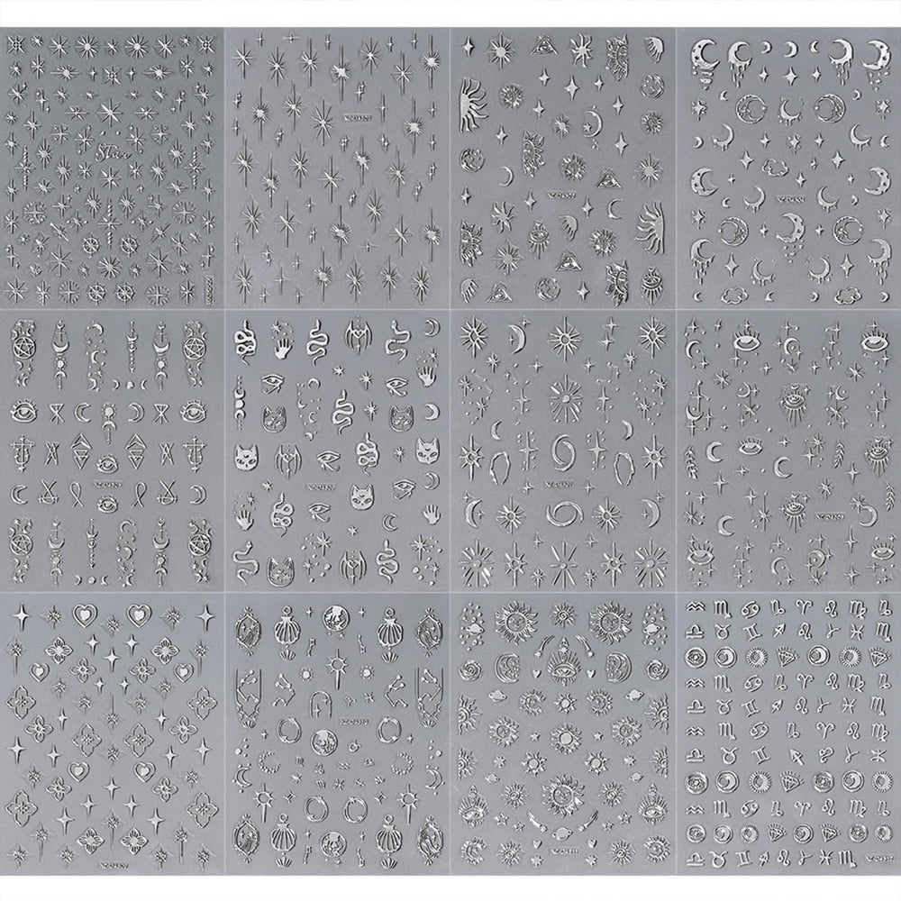 Generic star moon nail stickers pack 4 demonstrating easy removal
