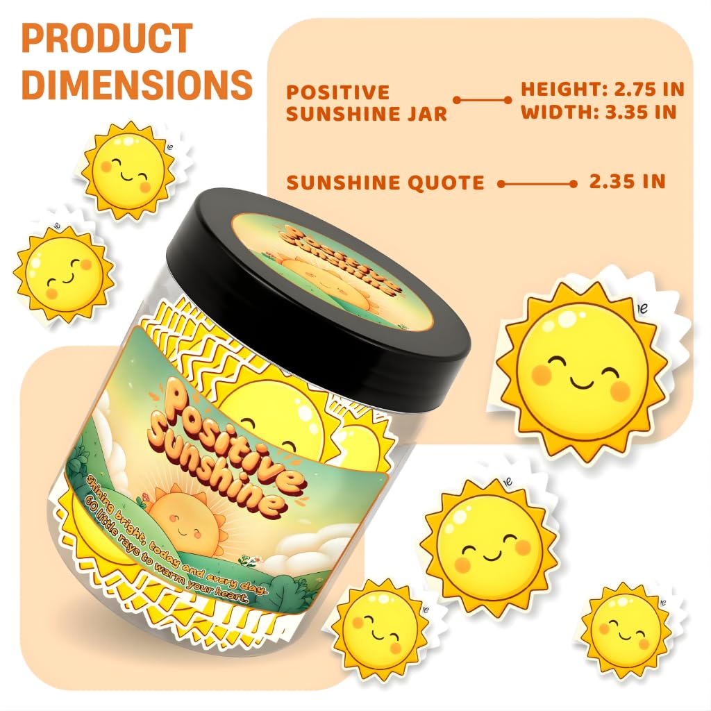 Generic Positive Sunshine Jar display-ready, a cheerful desk centerpiece that sparks positivity.