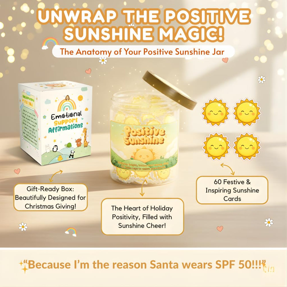 Generic Positive Sunshine Jar reusable container keeps notes and memories organized at home or office.